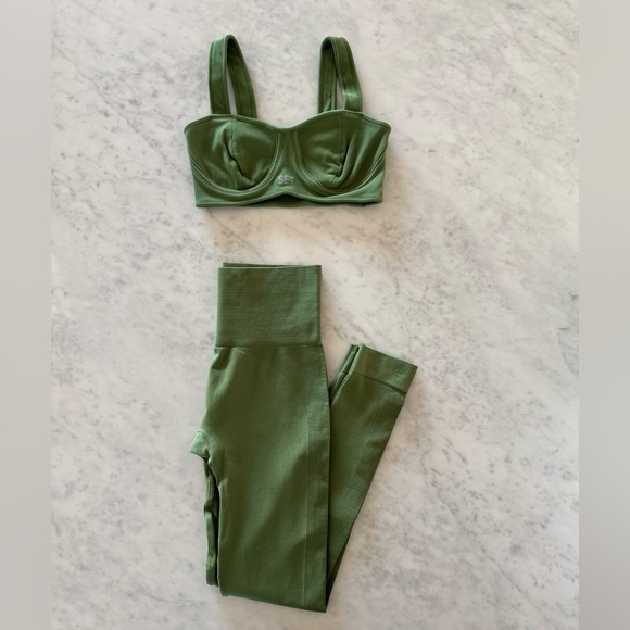 SET Active Pants - set active green ribbed sports bra & matching leggings